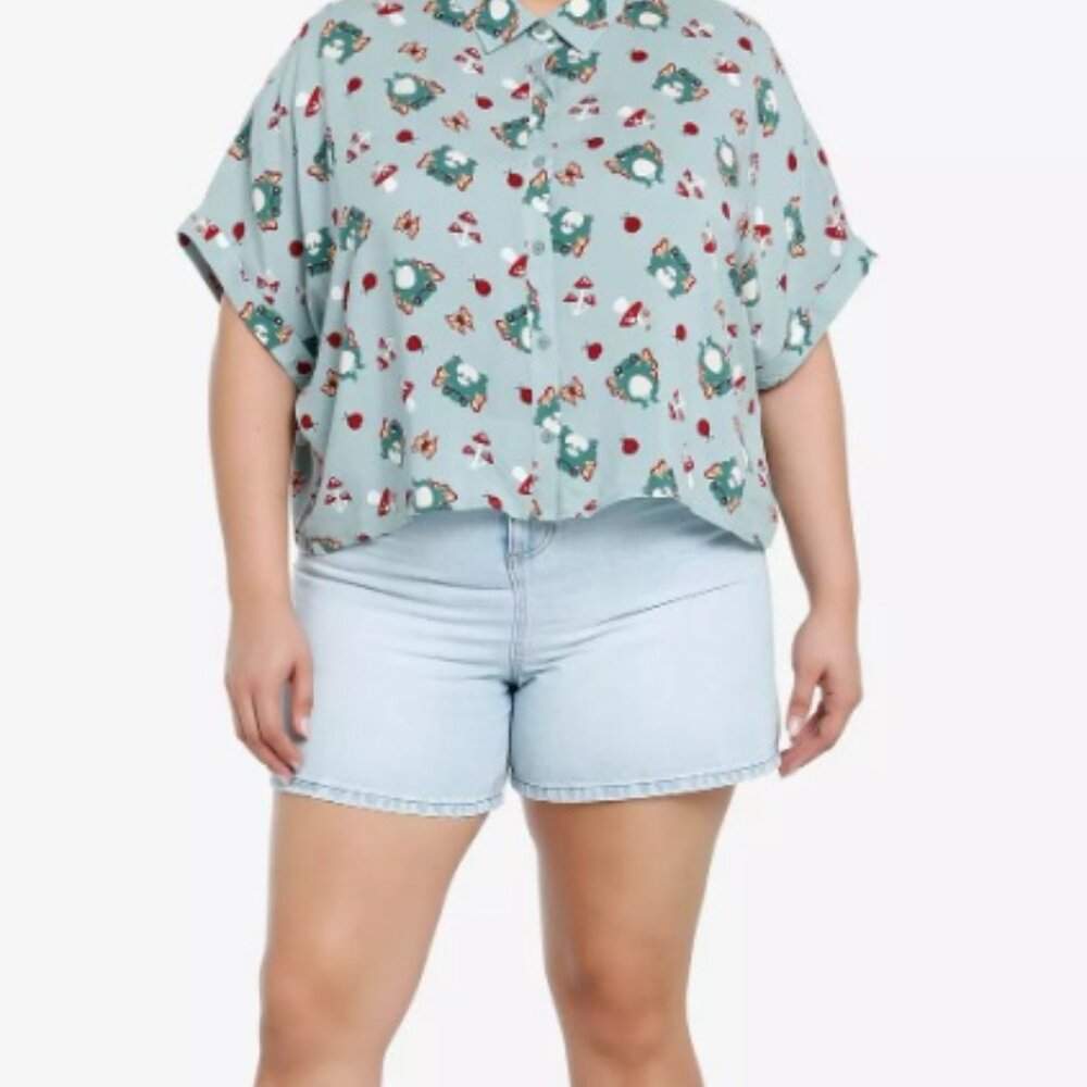 Chibi Frog Fairies Cottagecore Cropped Blouse